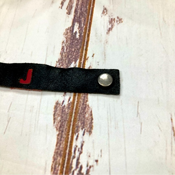 Suede Wrist Band J Initial Black & Red Vintage - Picture 2 of 9